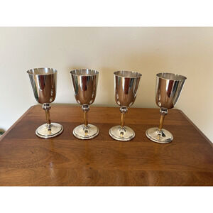 Goblets-F.B. Rodgers Vtg. Two Tone Silver Plate & Gold Tone Stem-Set of 4